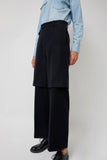 TONYWACK Virgin Wool Layered Trousers in Navy Pinstripe