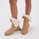 Verbier Bootie In Peanut Suede and Natural Shearling