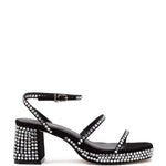 Gio Crystal Sandal In Black Suede