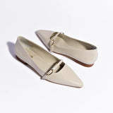 Irene Flat In Mushroom Grey Leather