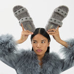 Milan Slide In Grey Faux Fur